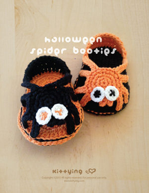 Halloween Spider Sandals Crochet PATTERN by Crochet Pattern Kittying from Kittying.com