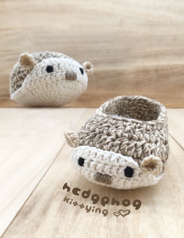 Hedgehog Baby Booties Crochet Pattern 
